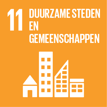 Pictogram van SDG duurzame steden en gemeenschappen